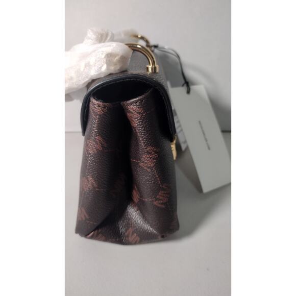 Nicole Miller Logo Handbag Crossbody Chain Brown& Gold NWT - Picture 3 of 7